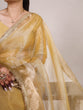 Load image into Gallery viewer, Gold Elegant Tissue Shimmer Saree with Zari Weaving and Sequins Lace Border