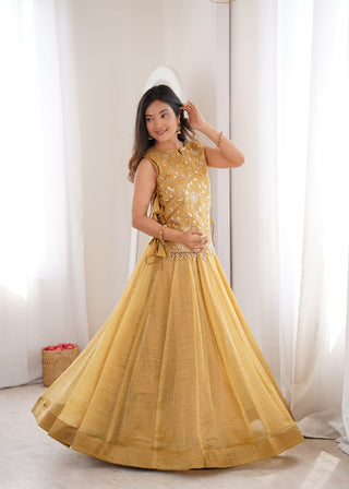 Gold Salsa Crush Lehenga Choli ClothsVilla