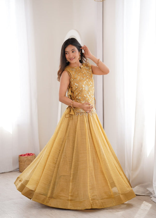 Gold Salsa Crush Lehenga Choli ClothsVilla