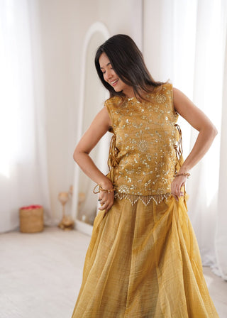 Gold Salsa Crush Lehenga Choli ClothsVilla