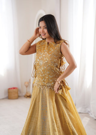 Gold Salsa Crush Lehenga Choli ClothsVilla