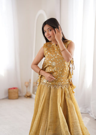 Gold Salsa Crush Lehenga Choli ClothsVilla
