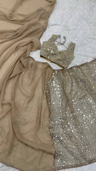 Gold Sparkle Silk Net Designer Saree ClothsVilla