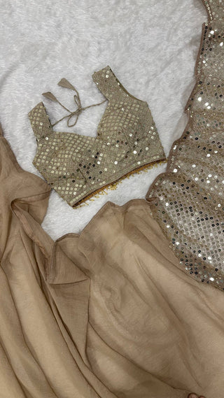Gold Sparkle Silk Net Designer Saree ClothsVilla
