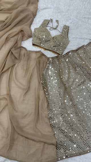 Gold Sparkle Silk Net Designer Saree ClothsVilla
