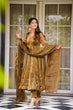 Load image into Gallery viewer, Golden Jimi Choo Thread Work Suit Set with Four-Side Lace Dupatta ClothsVilla
