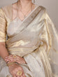 Load image into Gallery viewer, Off White Luxurious Gold Tissue Zari Woven Saree Set – Unstitched Blouse Included ClothsVilla
