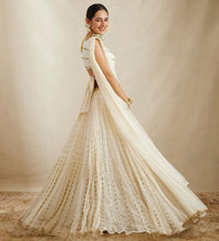 Load image into Gallery viewer, Gorgeous Georgette Off White Lehenga Choli Dupatta Set with Jari Embroidery ClothsVilla