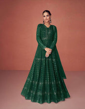 Load image into Gallery viewer, Gown for Parties: Green with Exquisite Embroidery
