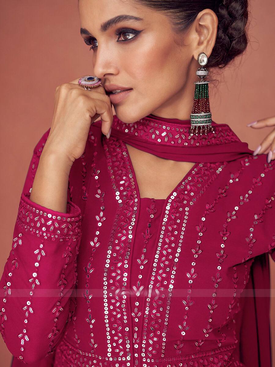 Gown for Parties: Rani Pink with Exquisite Embroidery Secondary image