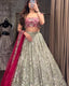Gray And Pink Sequins, Dori & Zari Work Lehenga Choli ClothsVilla