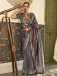 Load image into Gallery viewer, Gray Banarasi Silk Blend Saree with Unstitched Blouse Piece ClothsVilla