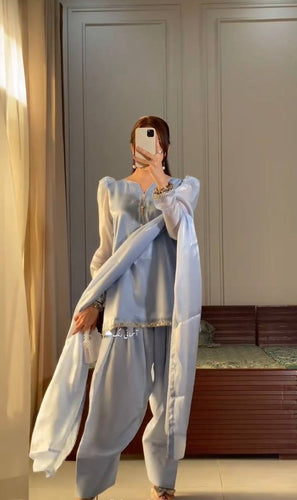 Gray Designer Embroidered Jimmy Choo Farshi Plazzo Suit Set ClothsVilla