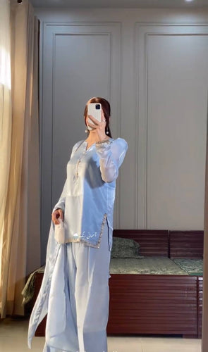 Gray Designer Embroidered Jimmy Choo Farshi Plazzo Suit Set ClothsVilla