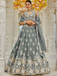 Load image into Gallery viewer, Gray Designer Organza Sequin &amp; Embroidery Work Lehenga Choli with Dupatta – 4Meter Grand Flair, Fully Stitched ClothsVilla