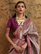 Load image into Gallery viewer, Gray Elegant Banarasi Silk Blend Woven Saree with Tassel Detailing ClothsVilla