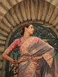 Load image into Gallery viewer, Gray Elegant Banarasi Silk Blend Woven Saree with Unstitched Blouse Piece ClothsVilla