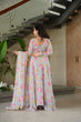 Load image into Gallery viewer, Gray Elegant Faux Georgette Digital Print Gown Set with Dupatta Clothsvilla