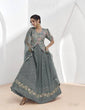 Load image into Gallery viewer, Gray Elegant Faux Georgette Embroidered Lehenga Set with Dupatta Clothsvilla
