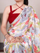 Load image into Gallery viewer, Gray Elegant Floral Printed Dull Satin Saree with Moonga Silk Blouse ClothsVilla