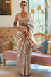 Load image into Gallery viewer, Gray Elegant Handloom Organza Woven Bollywood Saree with Unstitched Blouse Piece ClothsVilla