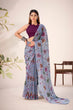 Load image into Gallery viewer, Gray Elegant Lurex Brasso Saree with Floral Viscose Brasso Work &amp; Silk Blouse Piece