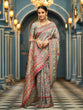 Load image into Gallery viewer, Gray Elegant Pashmina Kashmiri Jacquard Saree with Kalamkari &amp; Meenakari Weaving ClothsVilla