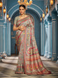 Load image into Gallery viewer, Gray Elegant Pashmina Kashmiri Jacquard Saree with Kalamkari &amp; Meenakari Weaving ClothsVilla