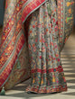 Load image into Gallery viewer, Gray Elegant Pashmina Kashmiri Jacquard Saree with Kalamkari &amp; Meenakari Weaving ClothsVilla
