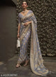 Load image into Gallery viewer, Gray Elegant Silk Blend Banarasi Saree with Unstitched Blouse Piece ClothsVilla