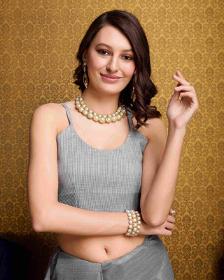 Gray Elegant Solid Saree with Zari Border – Timeless Grace ClothsVilla