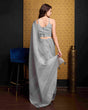 Load image into Gallery viewer, Gray Elegant Solid Saree with Zari Border – Timeless Grace ClothsVilla