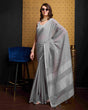 Load image into Gallery viewer, Gray Elegant Solid Saree with Zari Border – Timeless Grace ClothsVilla