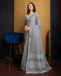 Load image into Gallery viewer, Gray Elegant Solid Saree with Zari Border – Timeless Grace ClothsVilla