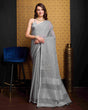 Load image into Gallery viewer, Gray Elegant Solid Saree with Zari Border – Timeless Grace ClothsVilla