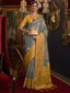 Gray Elegant Tanchoi Woven Banarasi Silk Blend Saree with Blouse Piece ClothsVilla