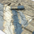 Load image into Gallery viewer, Gray Graceful Art Silk Printed Handloom Saree with Unstitched Blouse Piece ClothsVilla