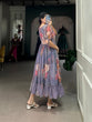 Load image into Gallery viewer, Gray Graceful Floral Georgette Frock – Ethnic Summer Collection