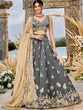 Load image into Gallery viewer, Gray Luxury Satin Silk Beads &amp; Sequin Embroidery Work Lehenga Choli with Dupatta – 4.2 Meter Grand Flair, Fully Stitched ClothsVilla