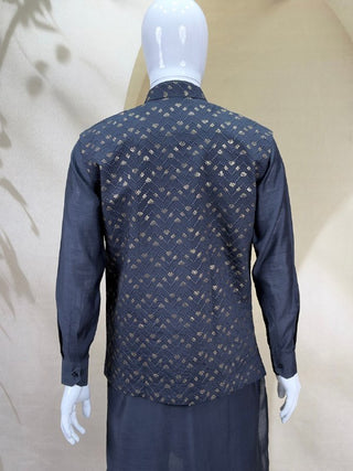 Gray Men's Roman Silk Kurta Pajama Set ClothsVilla