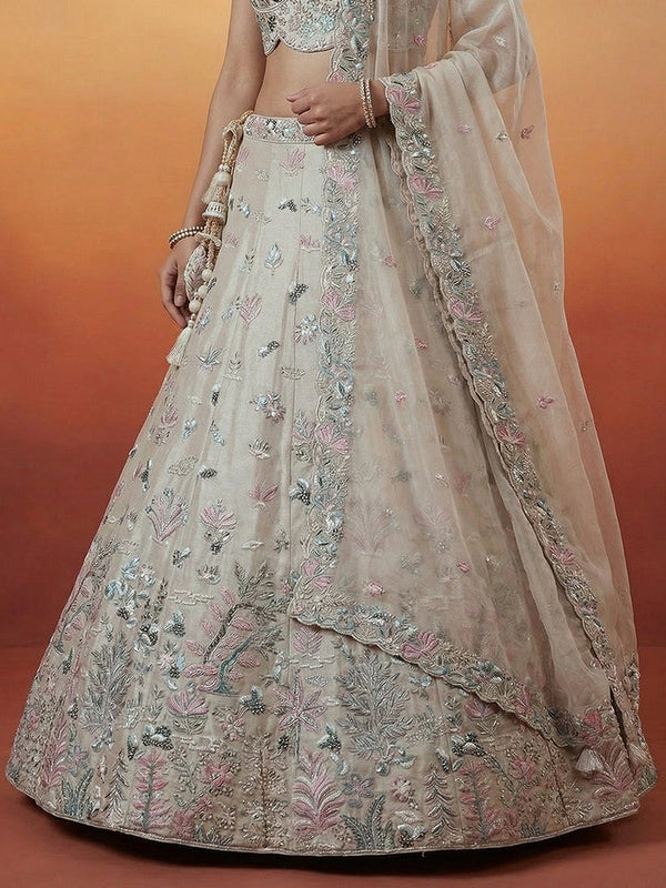 Organza Swarovski stones Embroidered Lehenga Choli with Dupatta Clothsvilla
