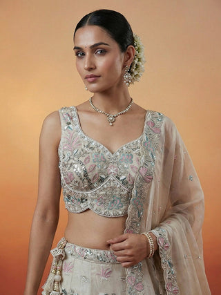 Organza Swarovski stones Embroidered Lehenga Choli with Dupatta Clothsvilla
