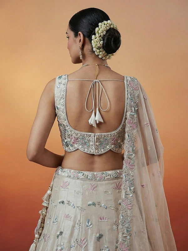 Organza Swarovski stones Embroidered Lehenga Choli with Dupatta Clothsvilla