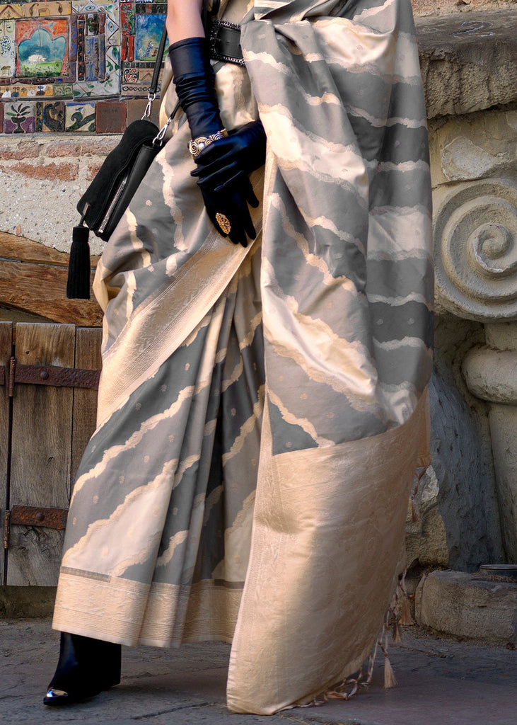 Gray Radiant Elegance Blended Silk Designer Saree ClothsVilla