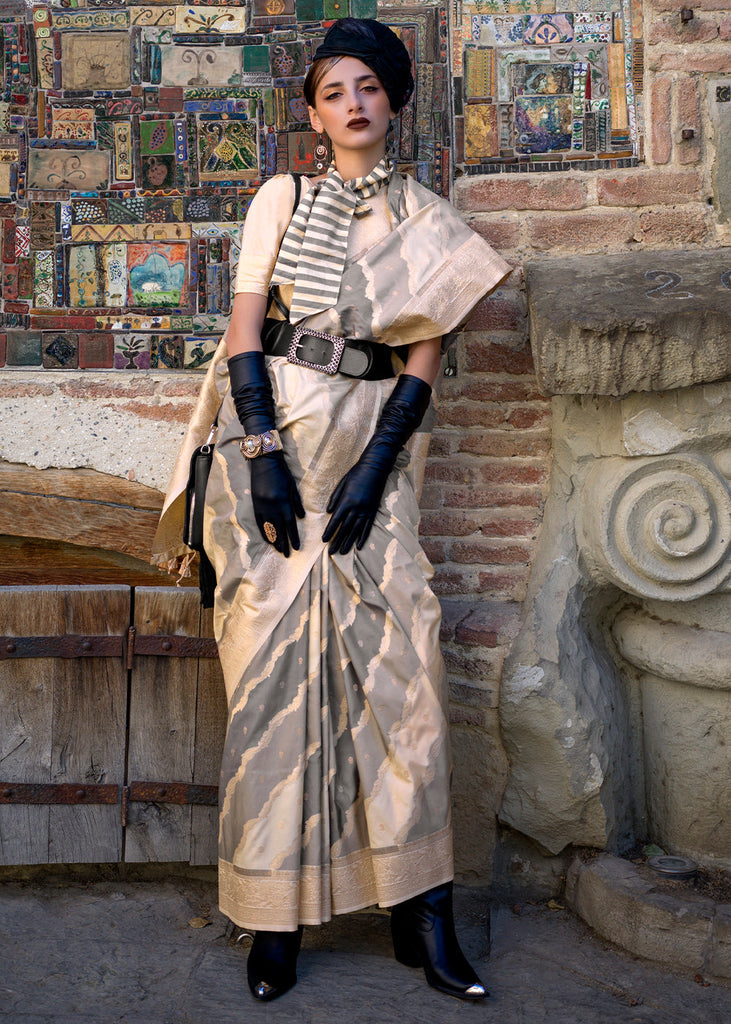 Gray Radiant Elegance Blended Silk Designer Saree ClothsVilla