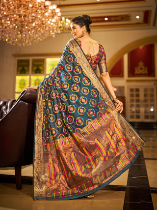Gray Regal Kanjeevaram Organza Saree with Zari Woven Border Clothsvilla