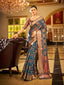 Gray Regal Kanjeevaram Organza Saree with Zari Woven Border Clothsvilla