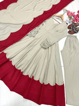 Gray Roman Silk Gown Palazzo Set ClothsVilla