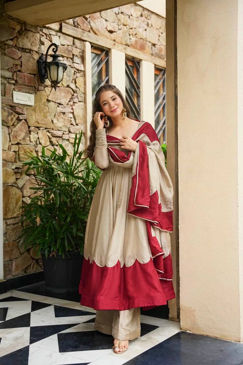 Gray Roman Silk Gown Palazzo Set ClothsVilla