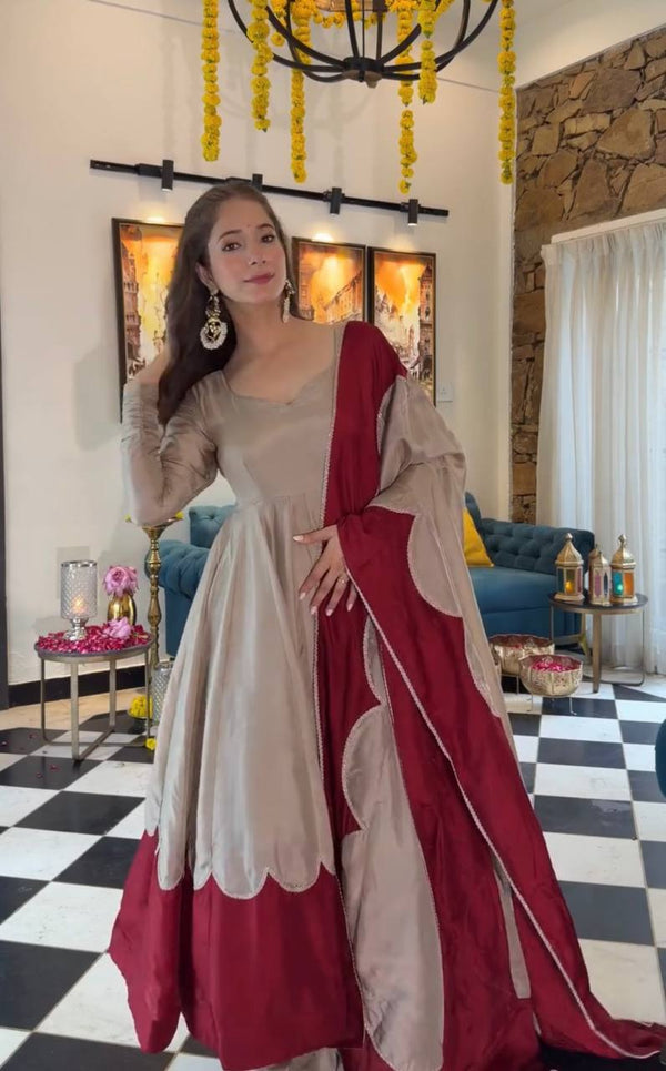 Gray Roman Silk Gown Palazzo Set ClothsVilla